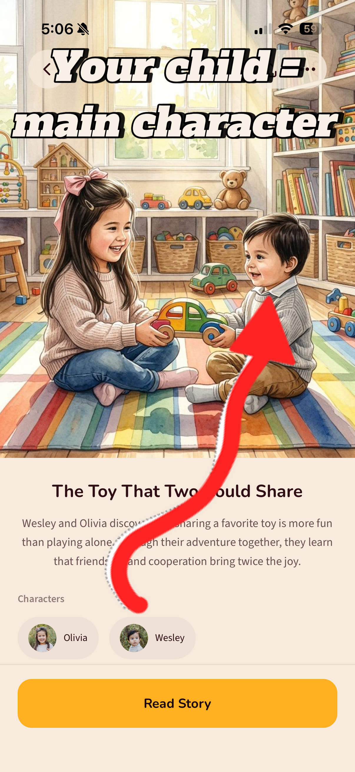 Piko Story app — illustrated story detail with cover art